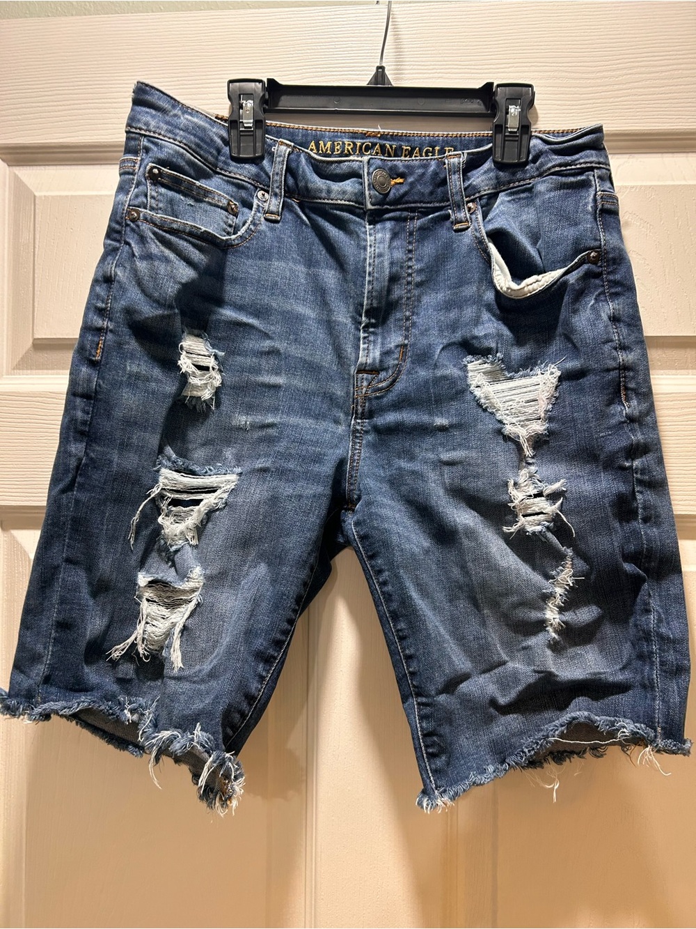 American Eagle Outfitters Men’s Ripped Denim Shorts - Blue